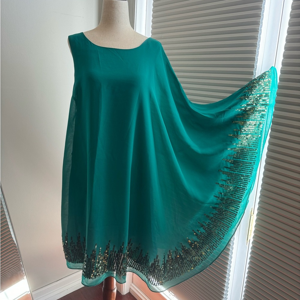 Mimi Couture | Peacock Green Midi Sleeveless Cocktail Dress | S 👗